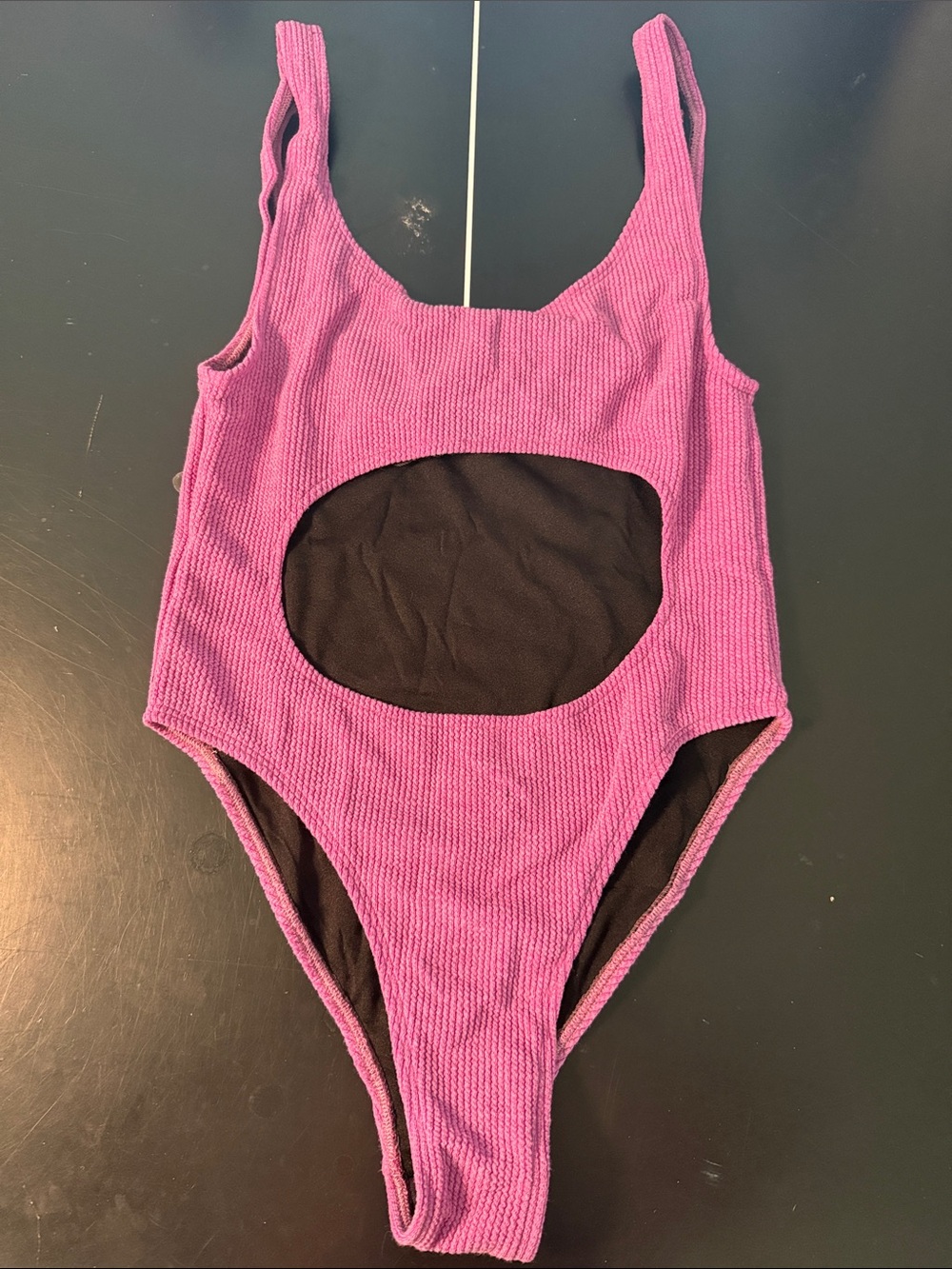 Motel Rocks Chiara Purple Ribbed Cut out One-Piece Swimsuit NWT